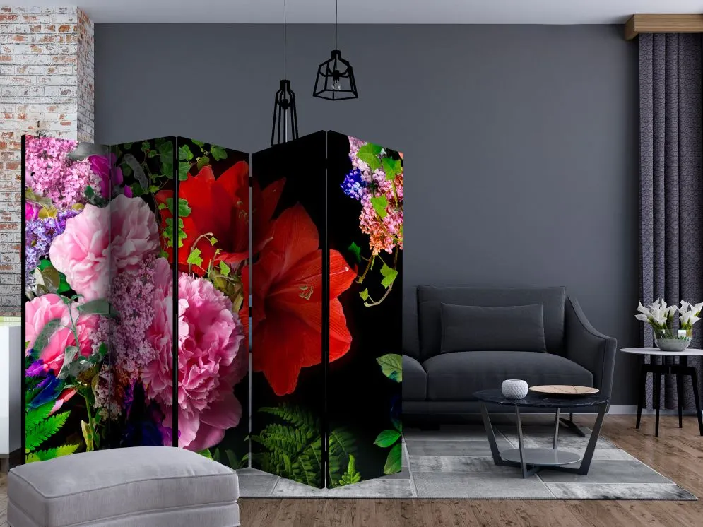 Parawan dwustronny Kwiaty 225x172 cm 5-częściowy wielokolorowy | MIRAT.