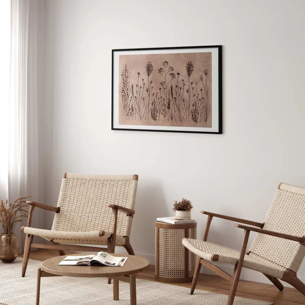 Plakat Polne kwiaty 90x60 cm z ramą czarną z marginesem | MIRAT.