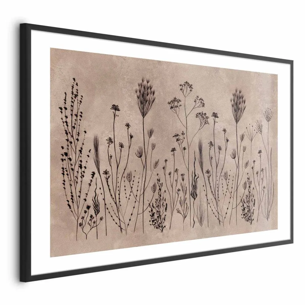 Plakat Polne kwiaty 90x60 cm z ramą czarną z marginesem | MIRAT.