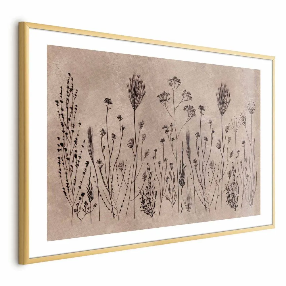Plakat Polne kwiaty 90x60 cm z ramą złotą z marginesem | MIRAT.