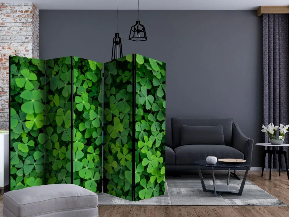 Parawan dwustronny Liście 225x172 cm 5-częściowy zielony | MIRAT.