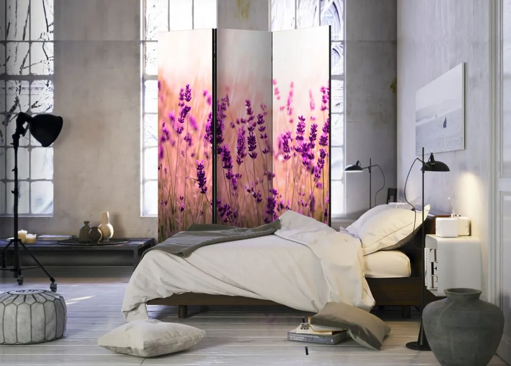 Parawan akustyczny Kwiaty 135x172 cm 3-częściowy różowy | MIRAT.