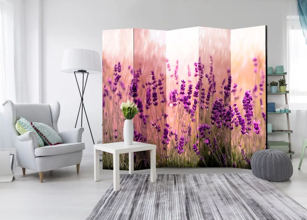 Parawan dwustronny Kwiaty 225x172 cm 5-częściowy różowy | MIRAT.