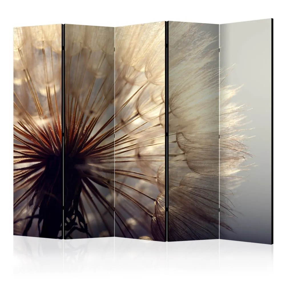 Parawan dwustronny Kwiaty 225x172 cm 3-częściowy szary | MIRAT.