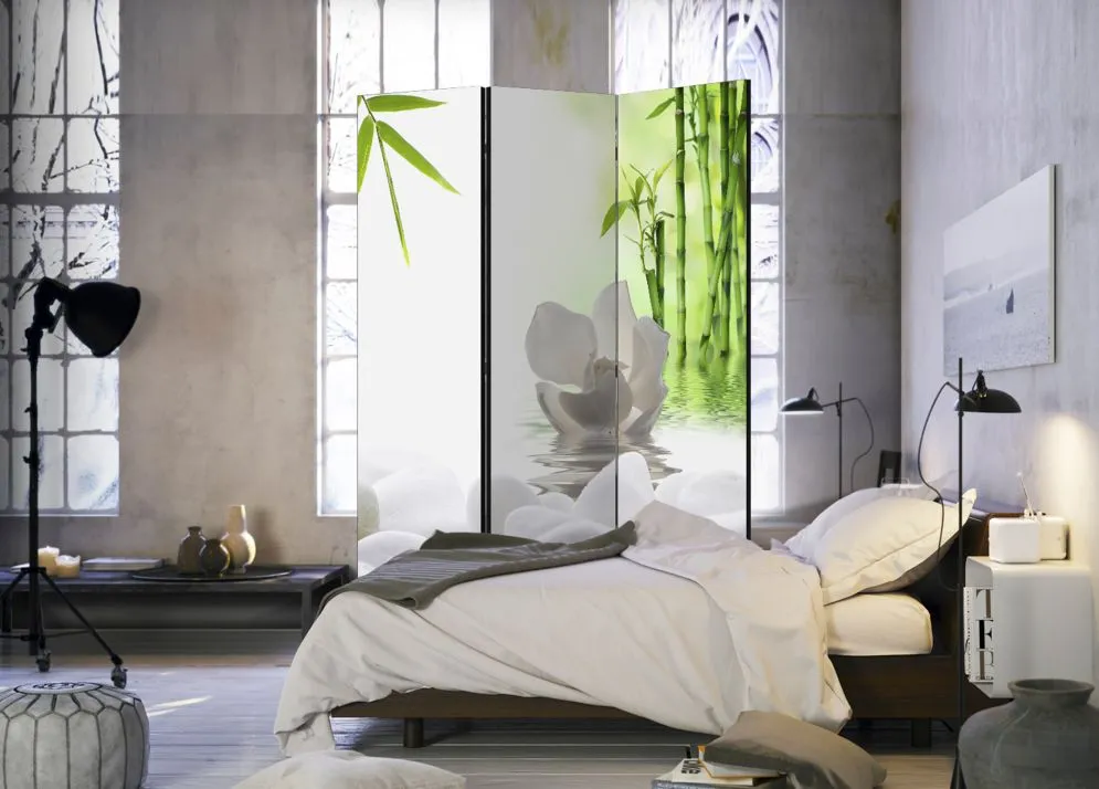 Parawan dwustronny Orient 135x172 cm 3-częściowy szary | MIRAT.