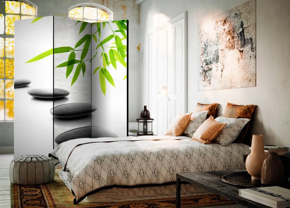 Parawan jednostronny Orient 135x172 cm 3-częściowy biały | MIRAT.