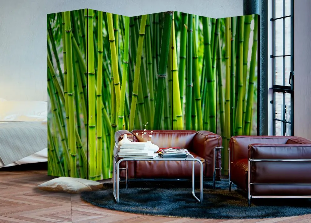 Parawan jednostronny Orient 225x172 cm 5-częściowy zielony | MIRAT.