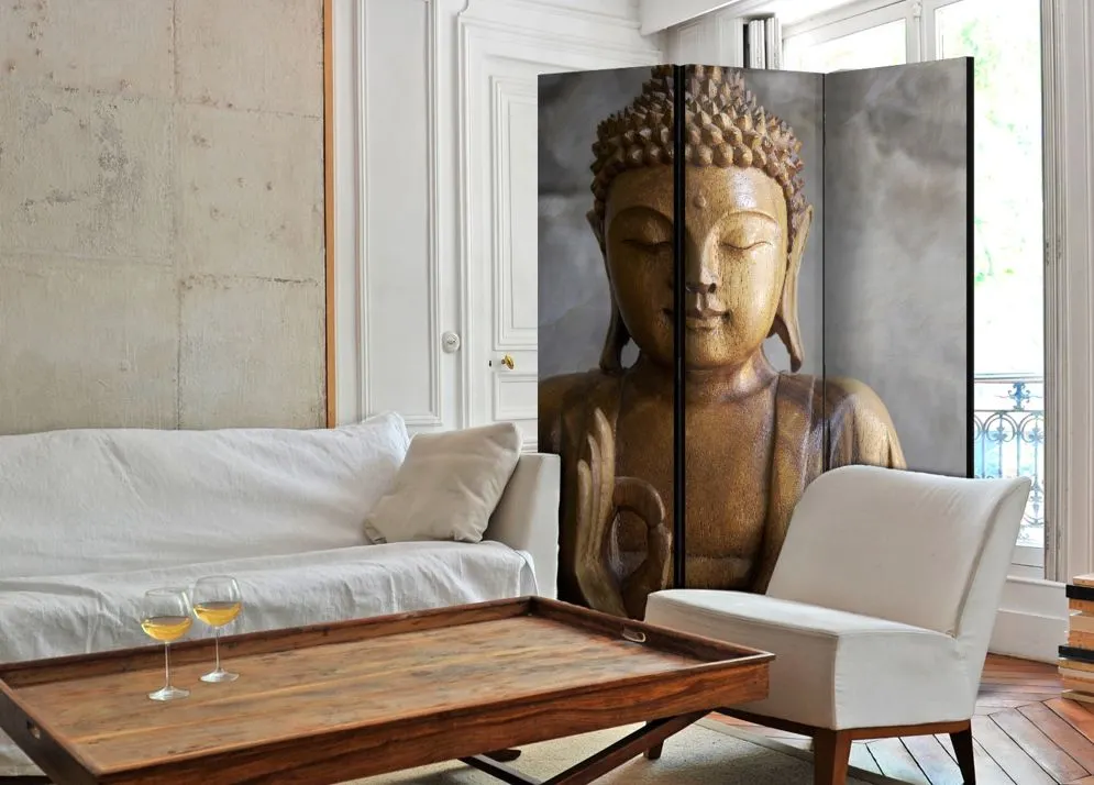 Parawan dwustronny Orient 135x172 cm 3-częściowy beżowy | MIRAT.