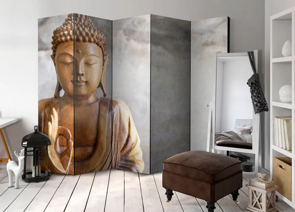 Parawan dwustronny Orient 225x172 cm 5-częściowy szary | MIRAT.