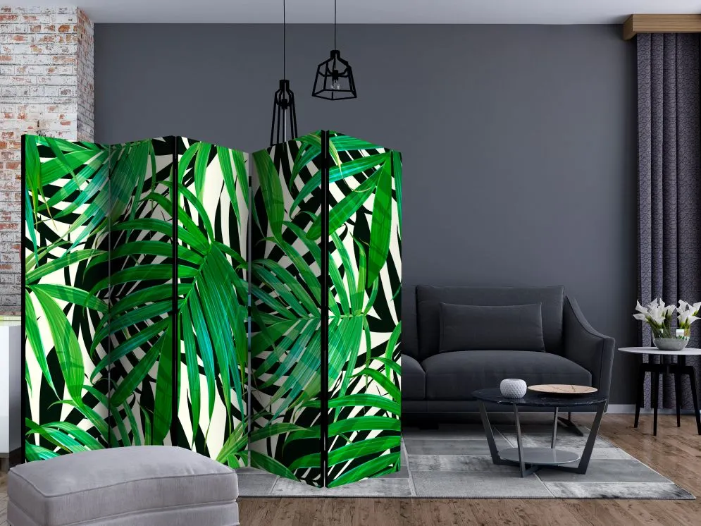 Parawan jednostronny Liście 225x172 cm 5-częściowy zielony | MIRAT.