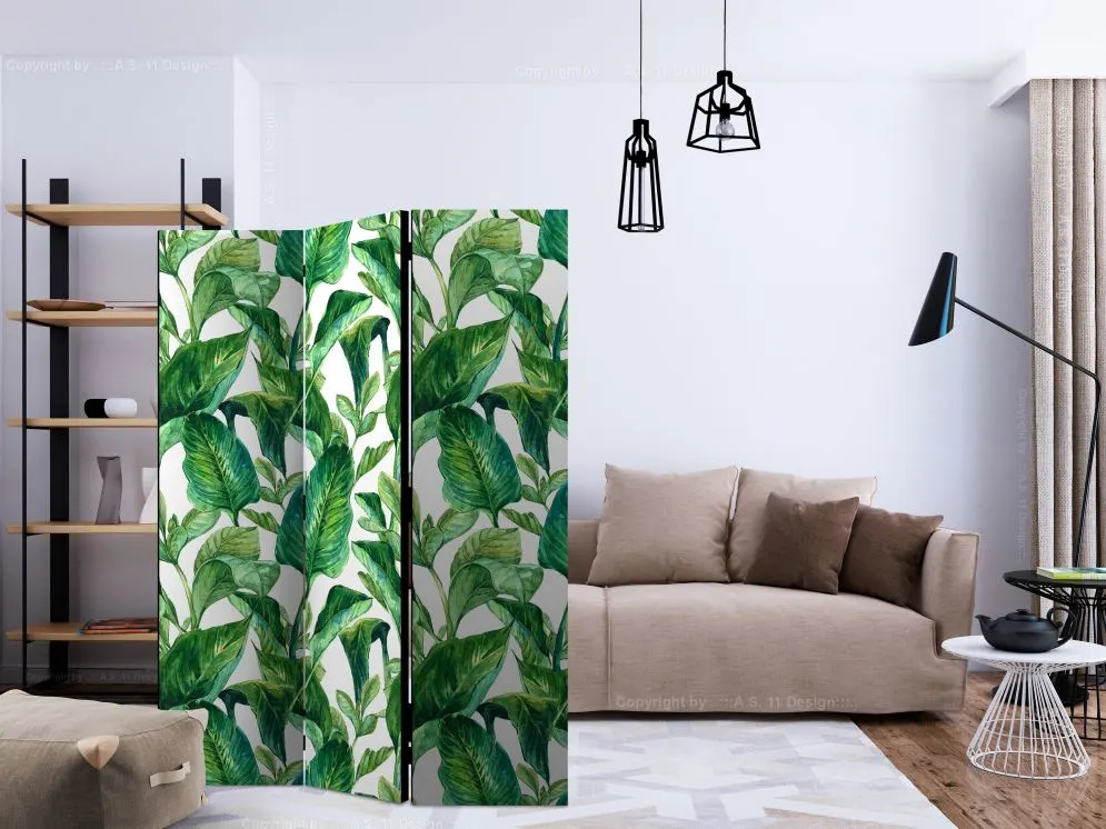 Parawan dwustronny Liście 135x172 cm 3-częściowy zielony | MIRAT.