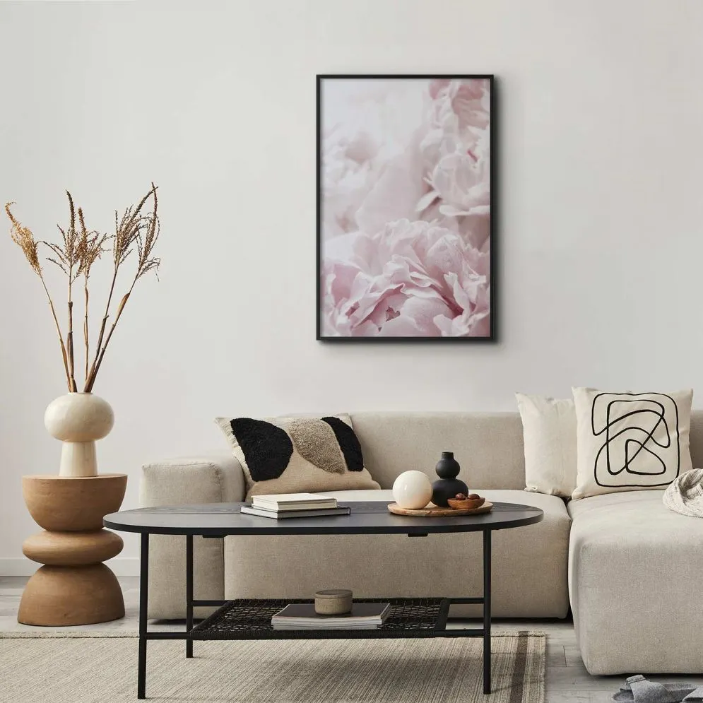 Plakat Puszyste peonie 21x30 cm z ramą czarną bez marginesu | MIRAT.
