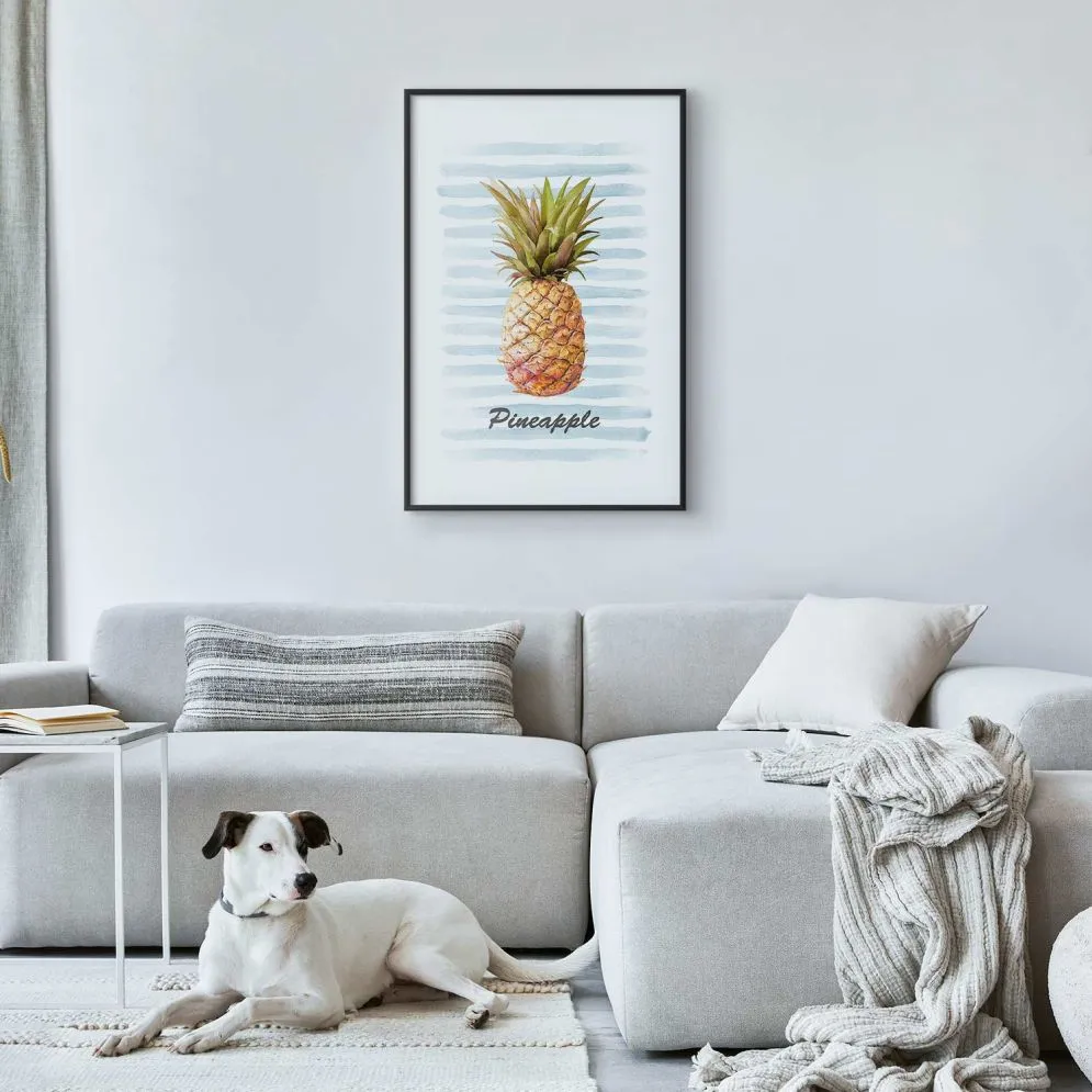 Plakat Ananas i paski 29,7x42cm z ramą czarną z marginesem | MIRAT. kolekcja b-B-0348-ao-a