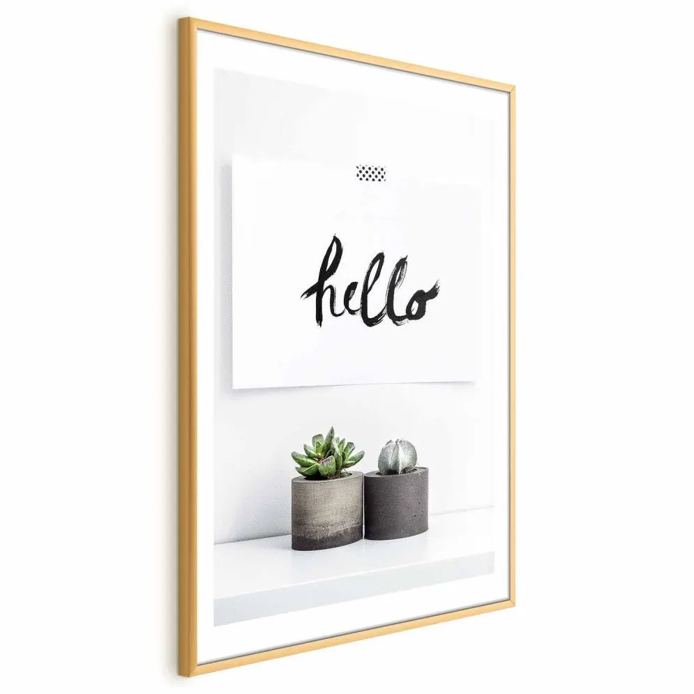 Plakat Skandynawski dom 21x30 cm z ramą złotą z marginesem | MIRAT.
