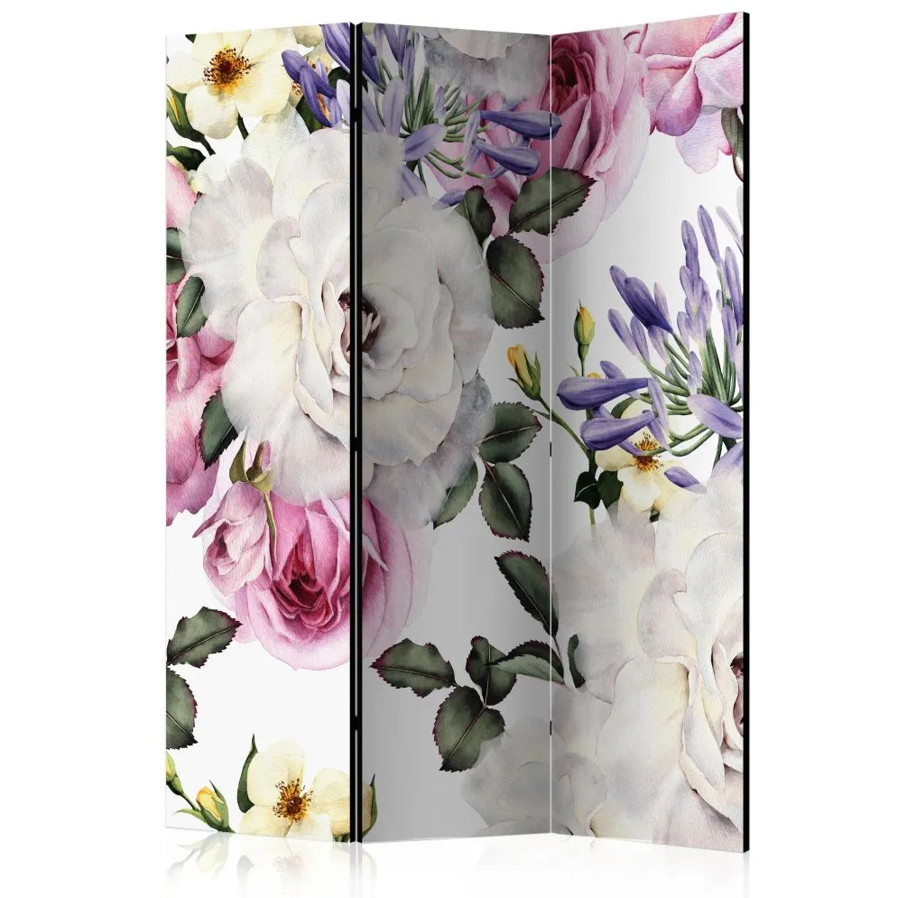 Parawan akustyczny Kwiaty 135x172 cm 3-częściowy wielokolorowy | MIRAT.