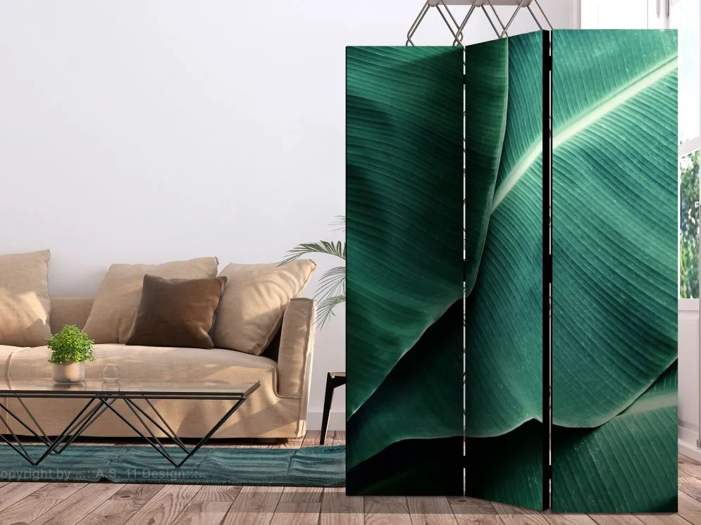 Parawan akustyczny Liście 135x172 cm 3-częściowy zielony | MIRAT.