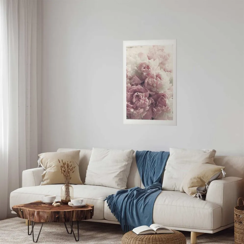 Plakat Delikatne piwonie 60x90 cm bez ramy z marginesem | MIRAT.