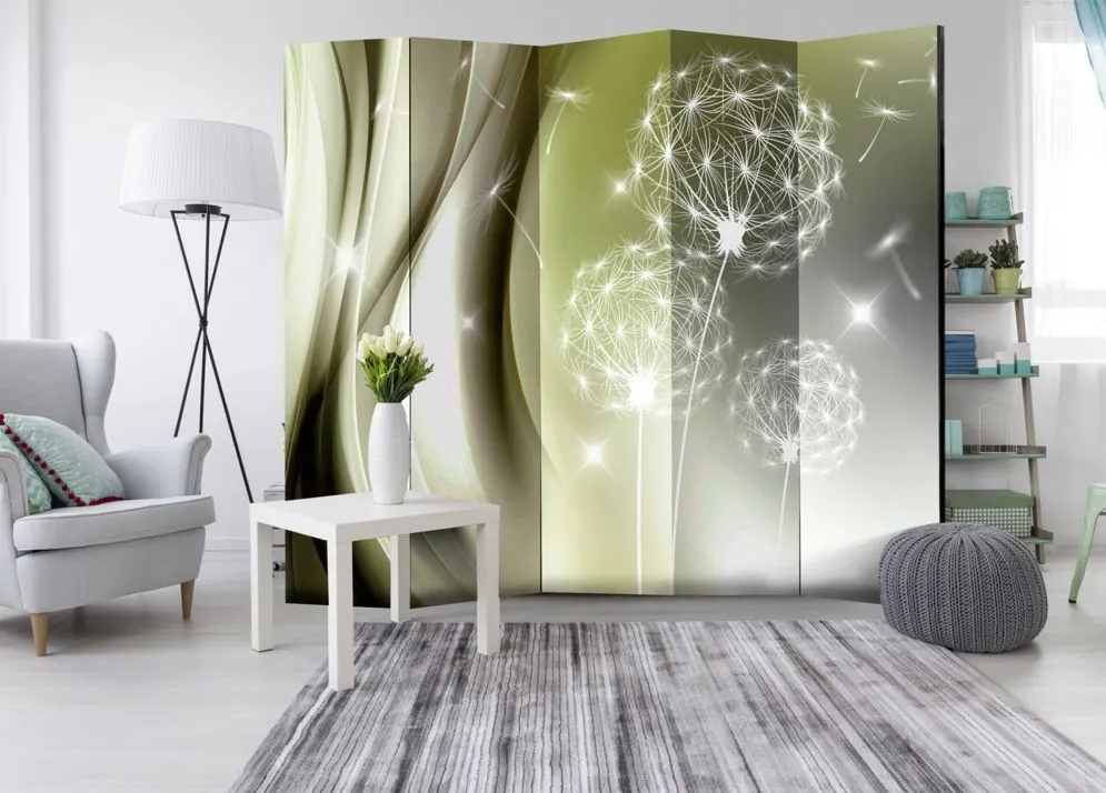 Parawan akustyczny Kwiaty 225x172 cm 3-częściowy biały | MIRAT.