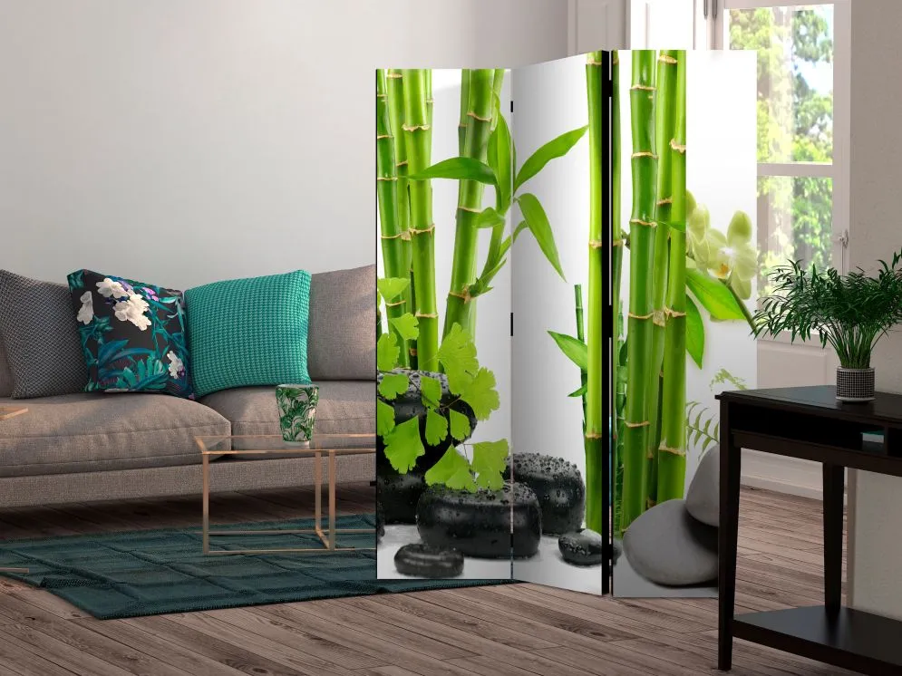 Parawan akustyczny Orient 135x172 cm 3-częściowy zielony | MIRAT.