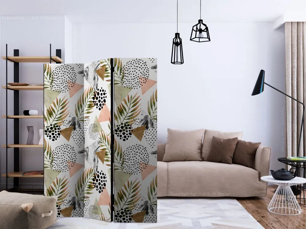 Parawan akustyczny Kwiaty 135x172 cm 3-częściowy wielokolorowy | MIRAT.