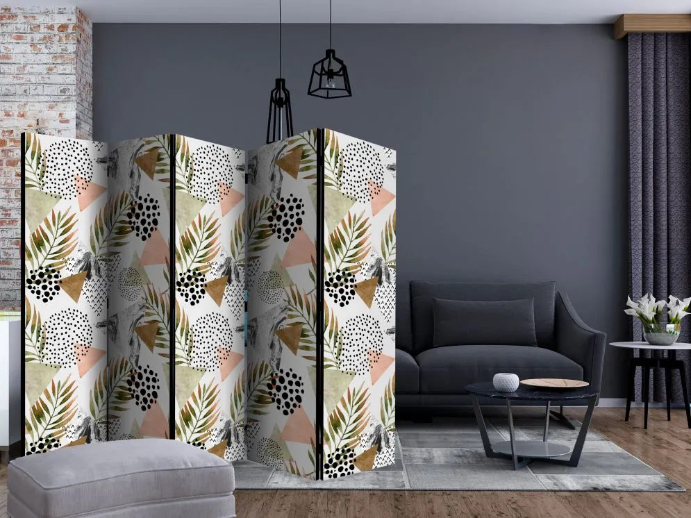 Parawan jednostronny Kwiaty 225x172 cm 5-częściowy wielokolorowy | MIRAT.