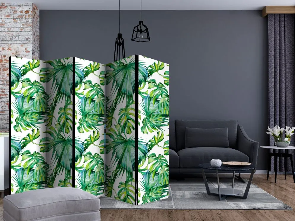 Parawan akustyczny Liście 225x172 cm 3-częściowy zielony | MIRAT.