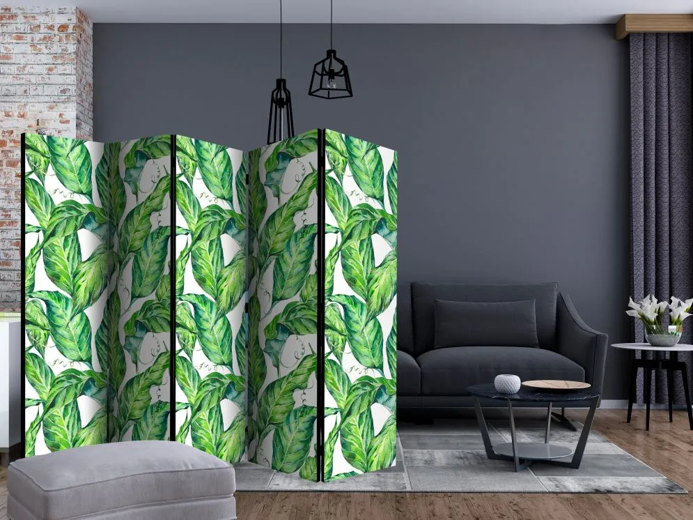 Parawan akustyczny Liście 225x172 cm 3-częściowy zielony | MIRAT.