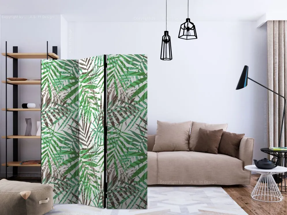 Parawan jednostronny Liście 135x172 cm 3-częściowy zielony | MIRAT.