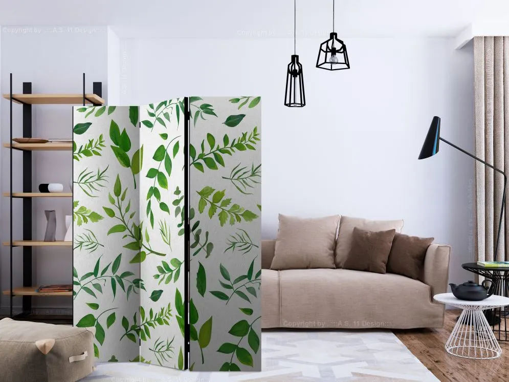 Parawan akustyczny Liście 135x172 cm 3-częściowy zielony | MIRAT.