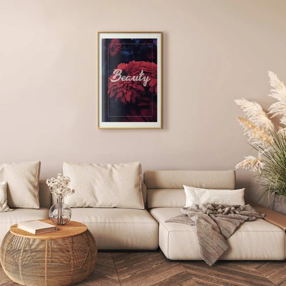Plakat Beauty 29,7x42 cm z ramą złotą z marginesem | MIRAT.