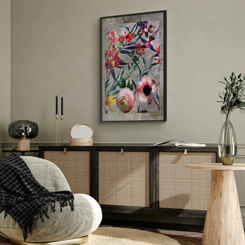 Plakat Rustykalne kwiaty 60x90 cm z ramą czarną bez marginesu | MIRAT.