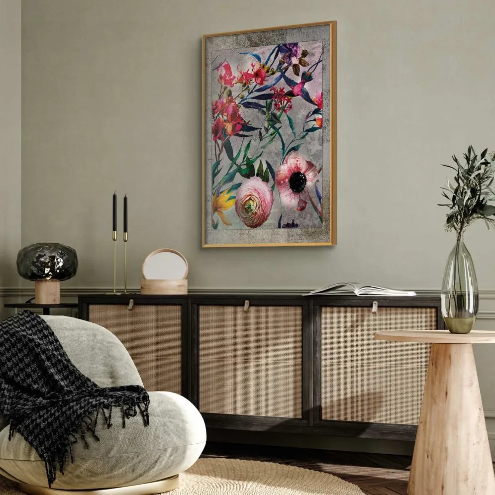 Plakat Rustykalne kwiaty 40x60 cm z ramą złotą bez marginesu | MIRAT.