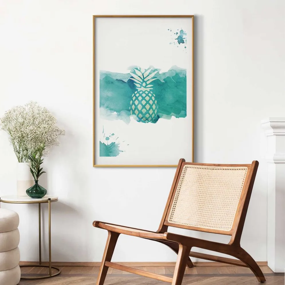 Plakat Ananas 21x30cm z ramą złotą z marginesem | MIRAT. kolekcja b-C-0288-ao-a
