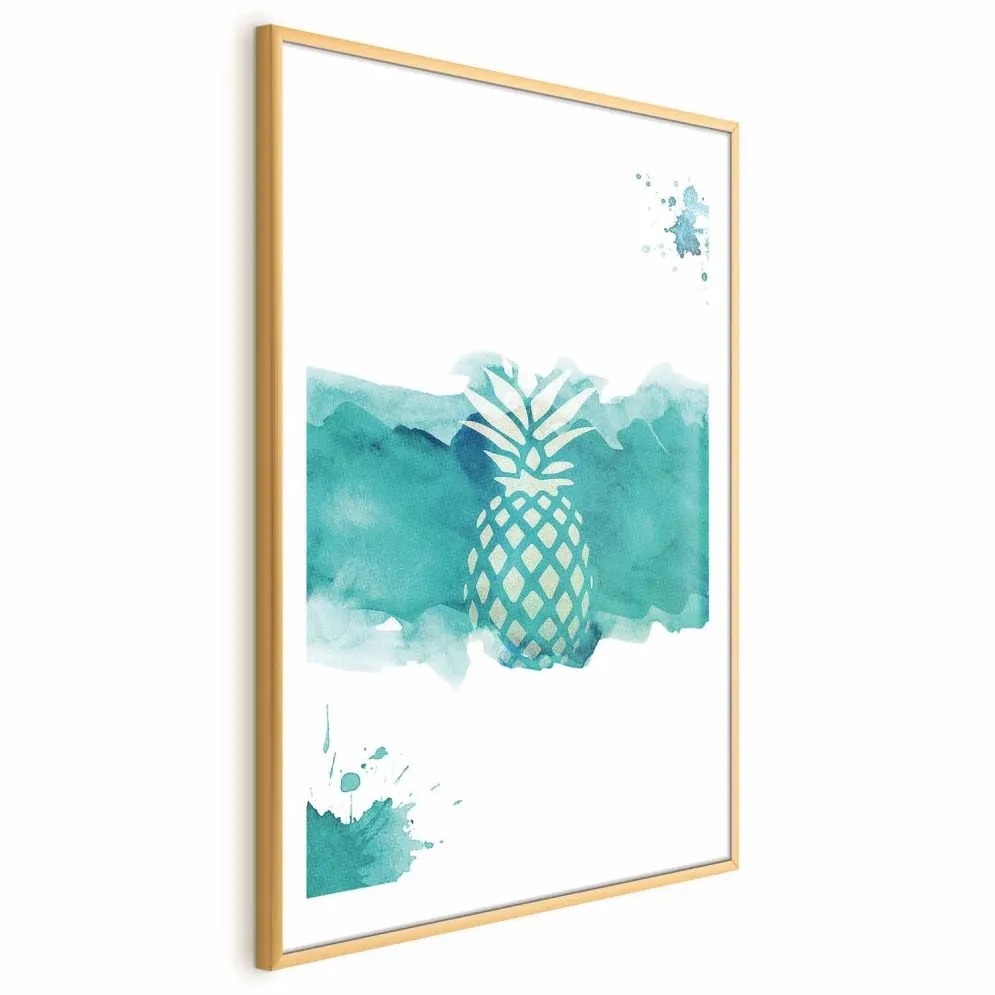 Plakat Ananas 21x30cm z ramą złotą z marginesem | MIRAT. kolekcja b-C-0288-ao-a