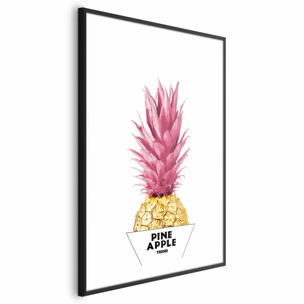 Plakat złotą ananas 60x90 cm z ramą czarną z marginesem | MIRAT.