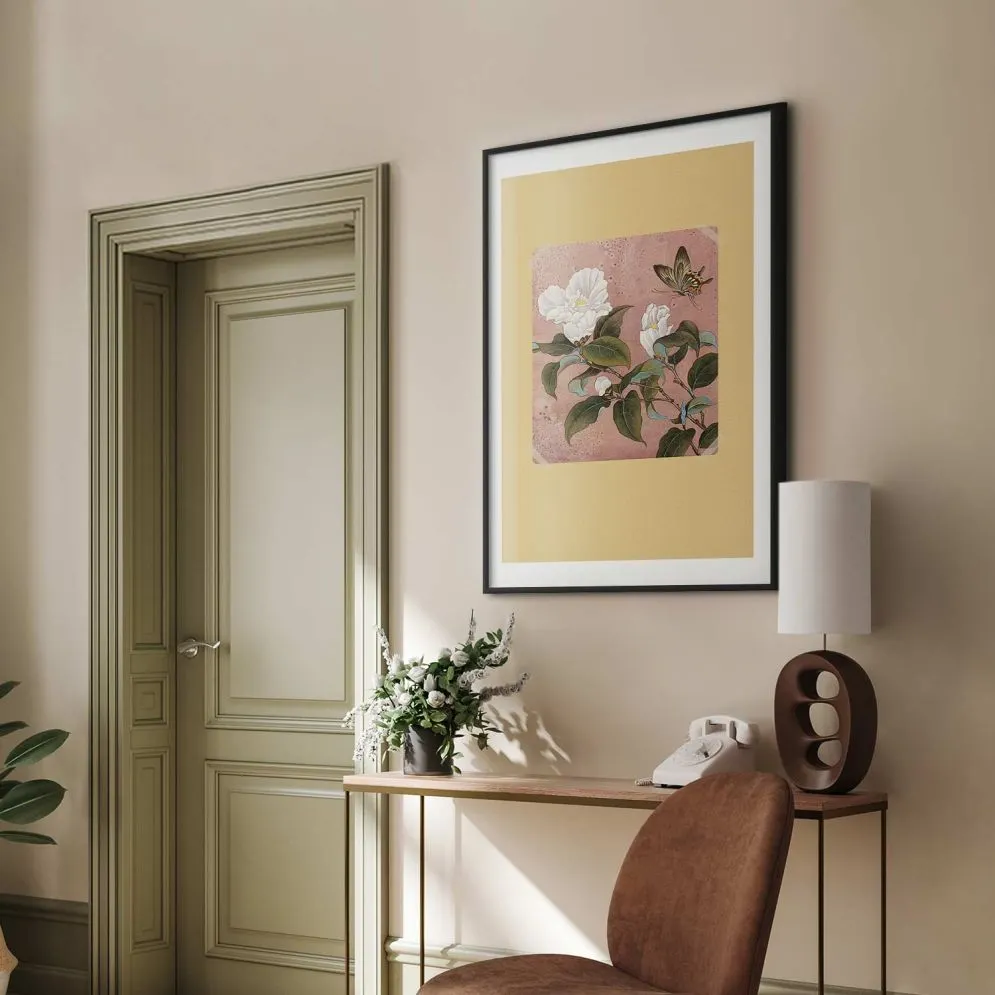 Plakat Kwiat azalii 40x60 cm z ramą czarną z marginesem | MIRAT.