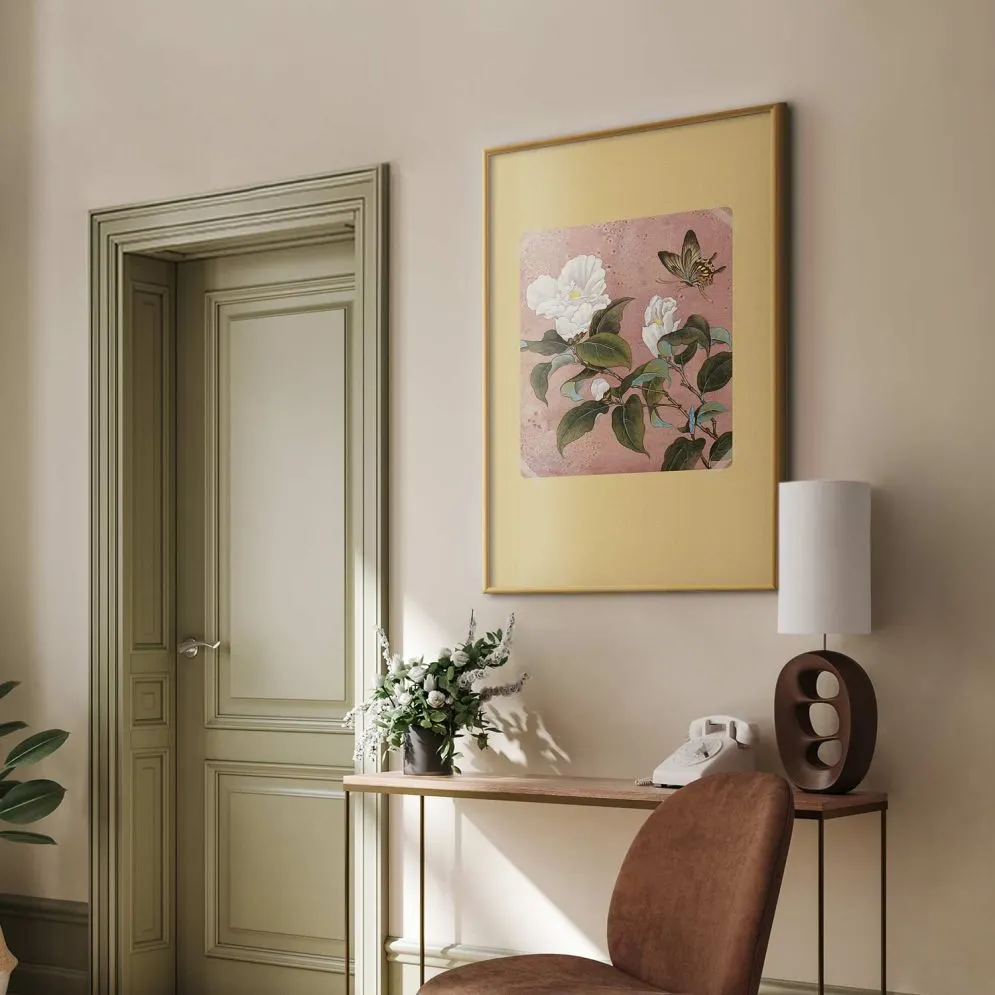 Plakat Kwiat azalii 21x30 cm z ramą złotą bez marginesu | MIRAT.