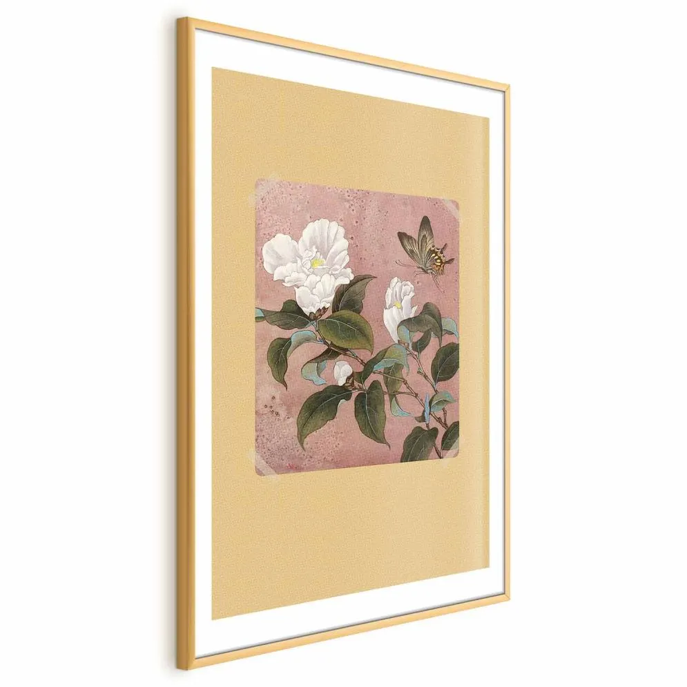 Plakat Kwiat azalii 40x60 cm z ramą złotą z marginesem | MIRAT.