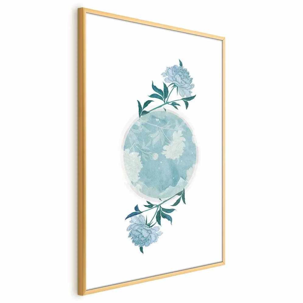 Plakat Kwiecista planeta 60x90 cm z ramą złotą z marginesem | MIRAT.