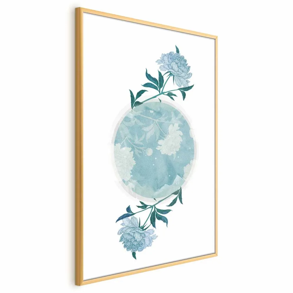 Plakat Kwiecista planeta 40x60 cm z ramą złotą bez marginesu | MIRAT.