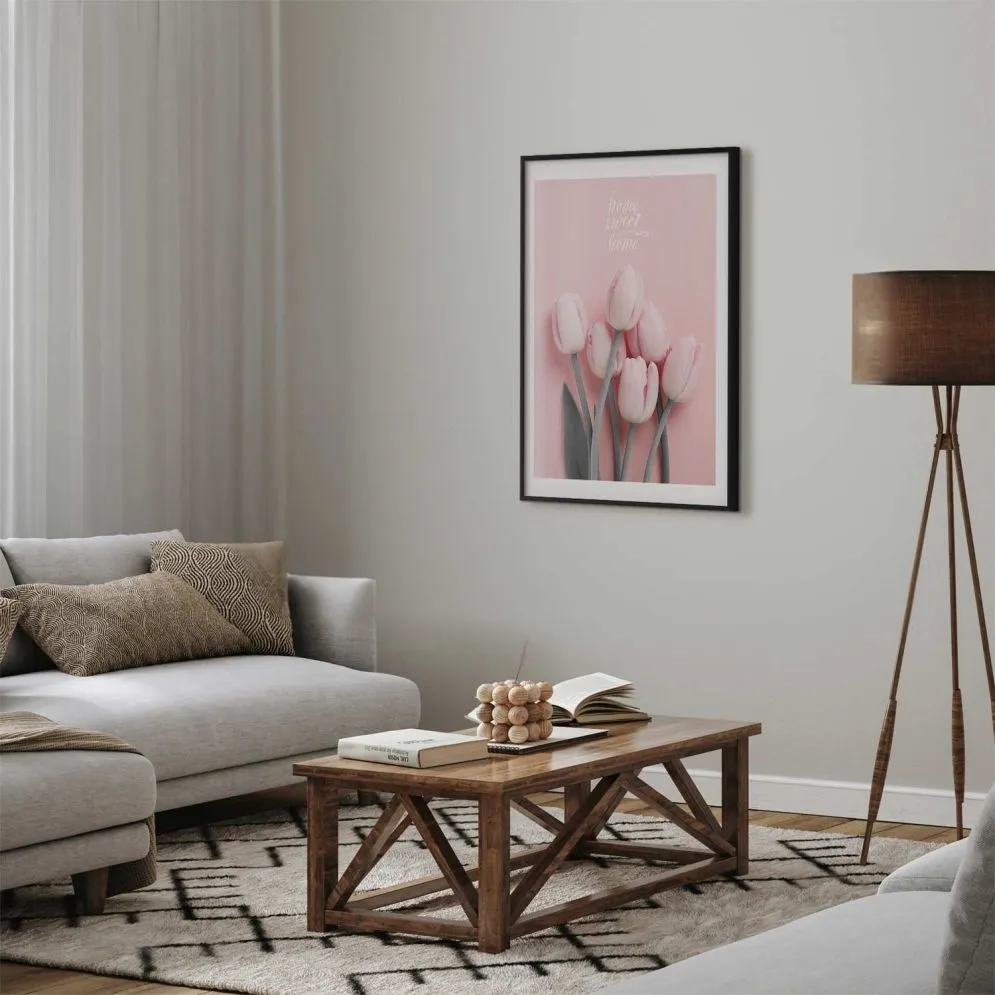 Plakat Sześć tulipanów 60x90 cm z ramą czarną z marginesem | MIRAT.