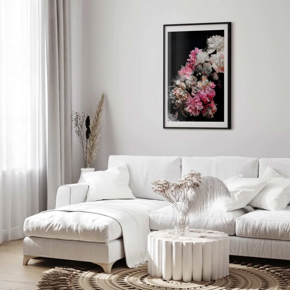 Plakat Bukiet w mroku 40x60 cm z ramą czarną z marginesem | MIRAT.