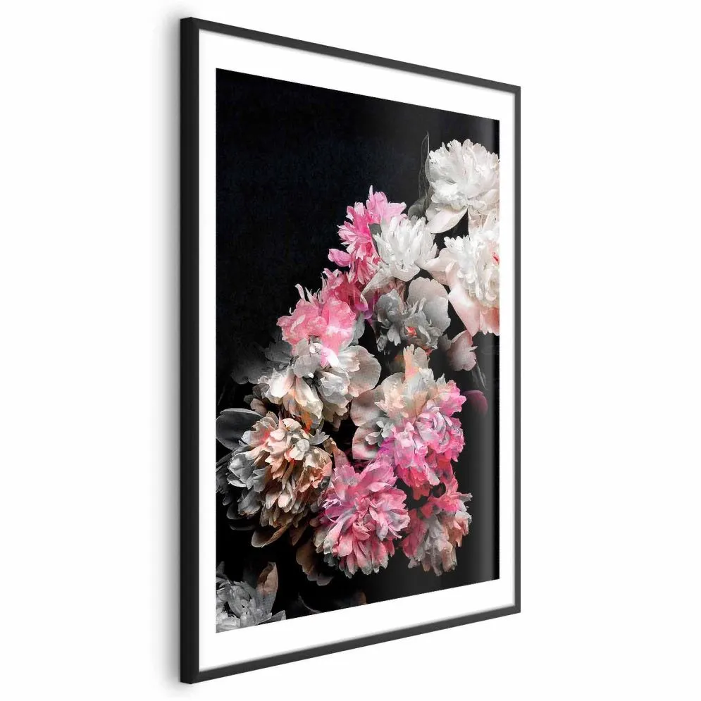 Plakat Bukiet w mroku 40x60 cm z ramą czarną z marginesem | MIRAT.