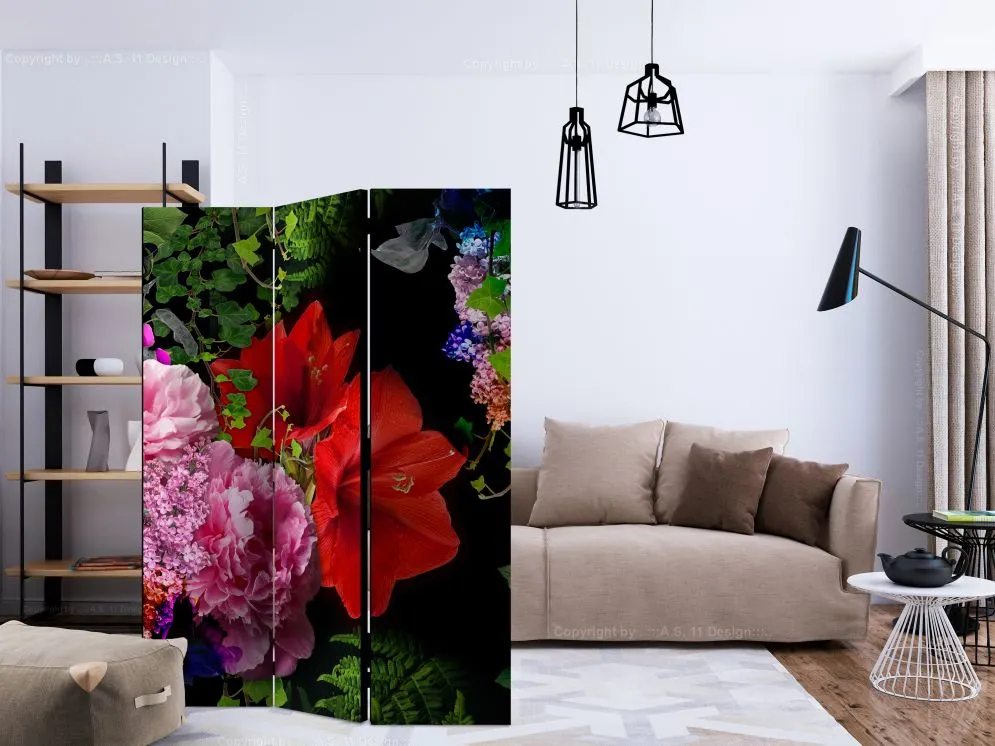 Parawan jednostronny Kwiaty 135x172 cm 3-częściowy wielokolorowy | MIRAT.