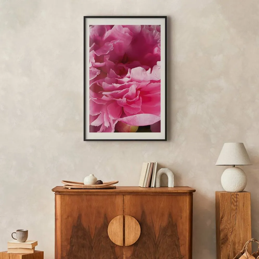Plakat Piękne piwonie 21x30 cm z ramą czarną z marginesem | MIRAT.