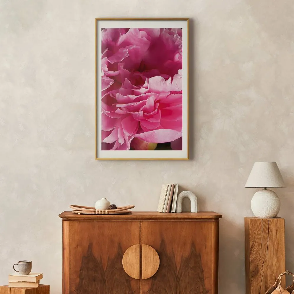 Plakat Piękne piwonie 40x60 cm z ramą złotą z marginesem | MIRAT.