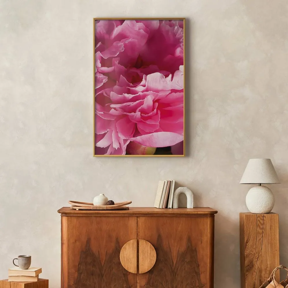 Plakat Piękne piwonie 21x30 cm z ramą złotą bez marginesu | MIRAT.