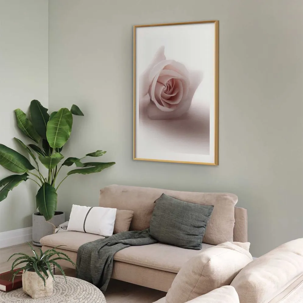 Plakat Różany cień 29,7x42 cm z ramą złotą z marginesem | MIRAT.