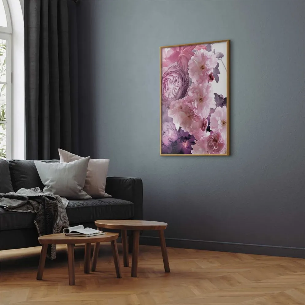 Plakat Wachlarz kwiatów 29,7x42 cm z ramą złotą bez marginesu | MIRAT.