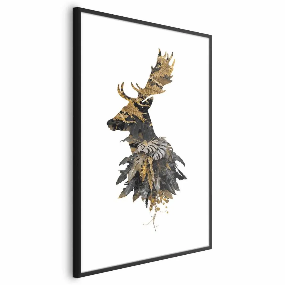 Plakat Leśny jeleń 21x30 cm z ramą czarną z marginesem | MIRAT.